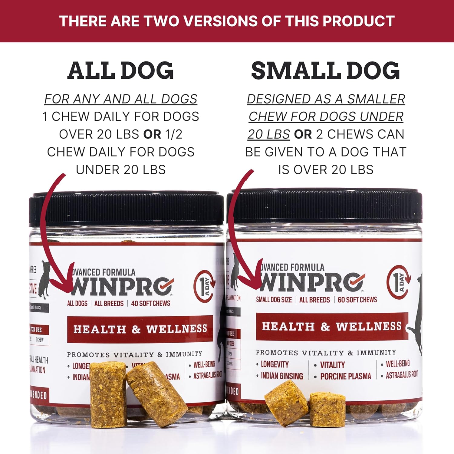 Plasma Powered Health Chews for Small Dogs, 60 Soft Chews, Grain Free Supplement for Vitality and Immunity