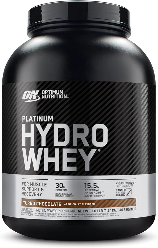 Platinum Hydrowhey Protein Powder, Turbo Chocolate Flavor, 40 Servings, 3.61 lbs - 100% Hydrolyzed Whey Protein Isolate