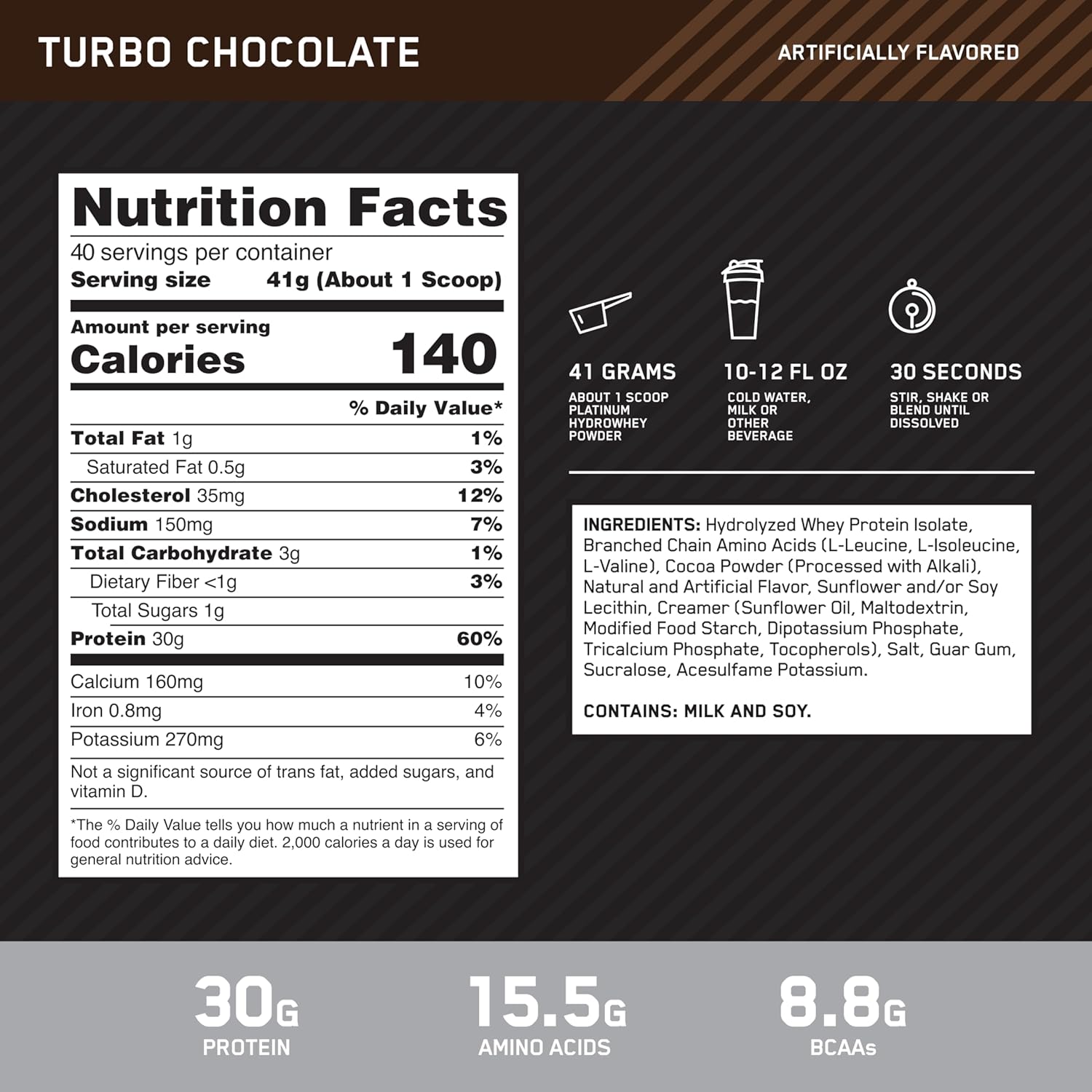 Platinum Hydrowhey Protein Powder, Turbo Chocolate Flavor, 40 Servings, 3.61 lbs - 100% Hydrolyzed Whey Protein Isolate