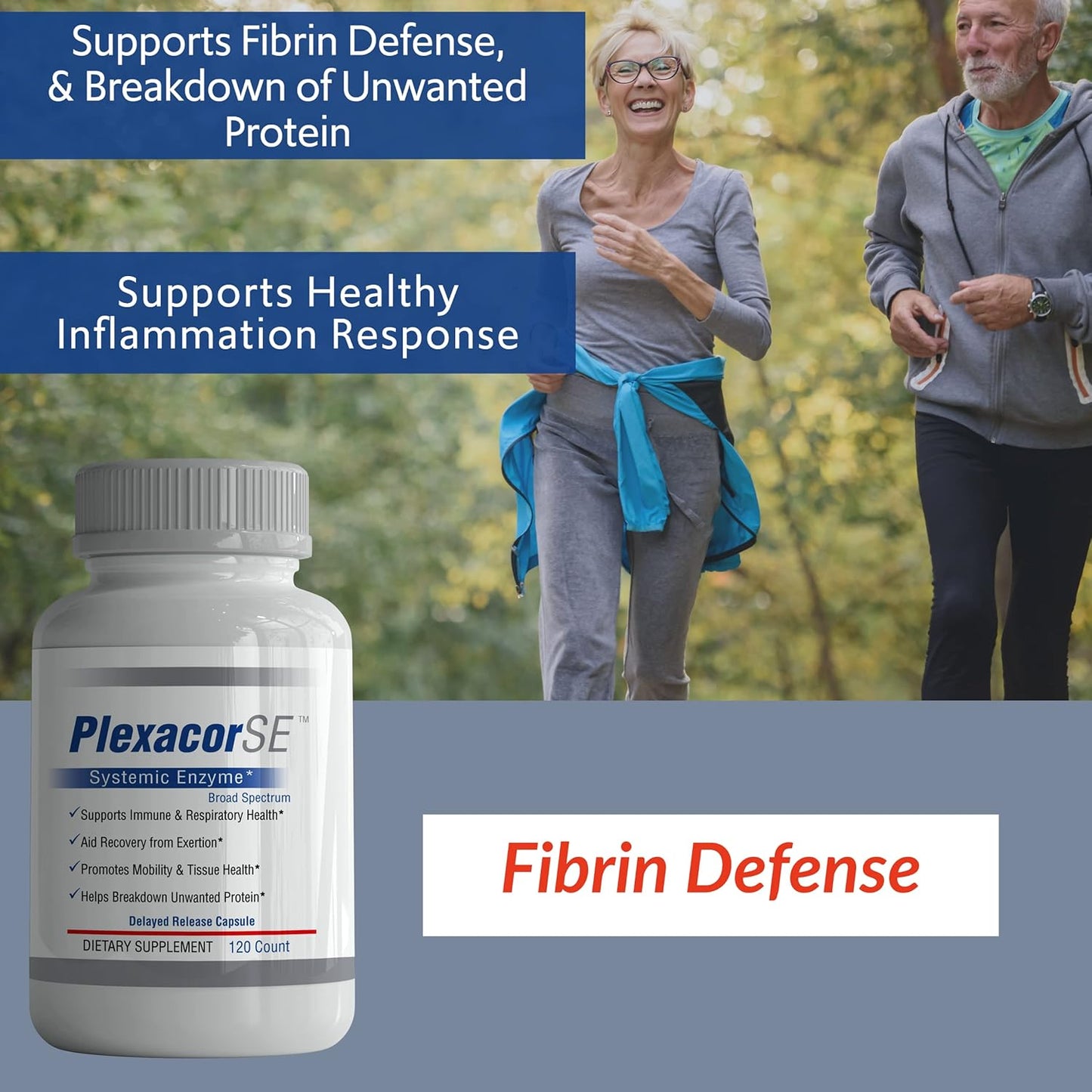 Plexacor Multi-Enzymes Fibrin Defense Joint Supplement 6-in-1 SuperEnzyme Blend with Rutin Serrapeptase Superior Turmeric Healthy Inflammation Response Natural 120 Count