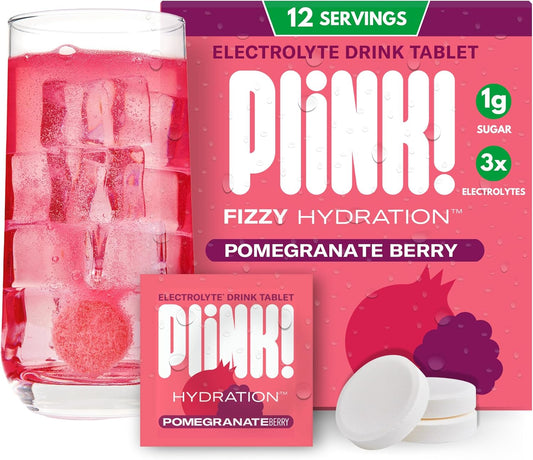 Plink! Electrolyte Drink Tablets - 12ct Pack with Sodium, Potassium, Magnesium - Low-Cal, Low-Sugar Keto Powder for Hydration - Water Flavorizer