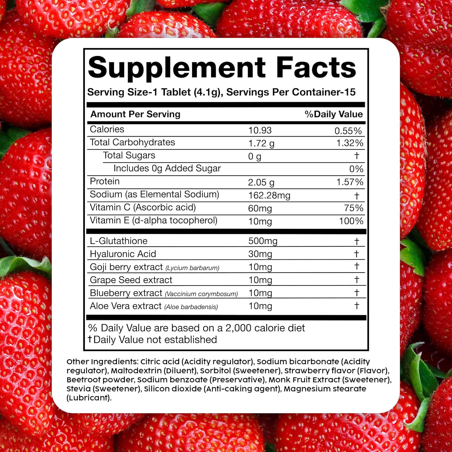 PLIX Glutathione Skin Glow Effervescent Tablets 500mg - Pack of 4, Strawberry Flavour | Vitamin E for Clear, Youthful Skin