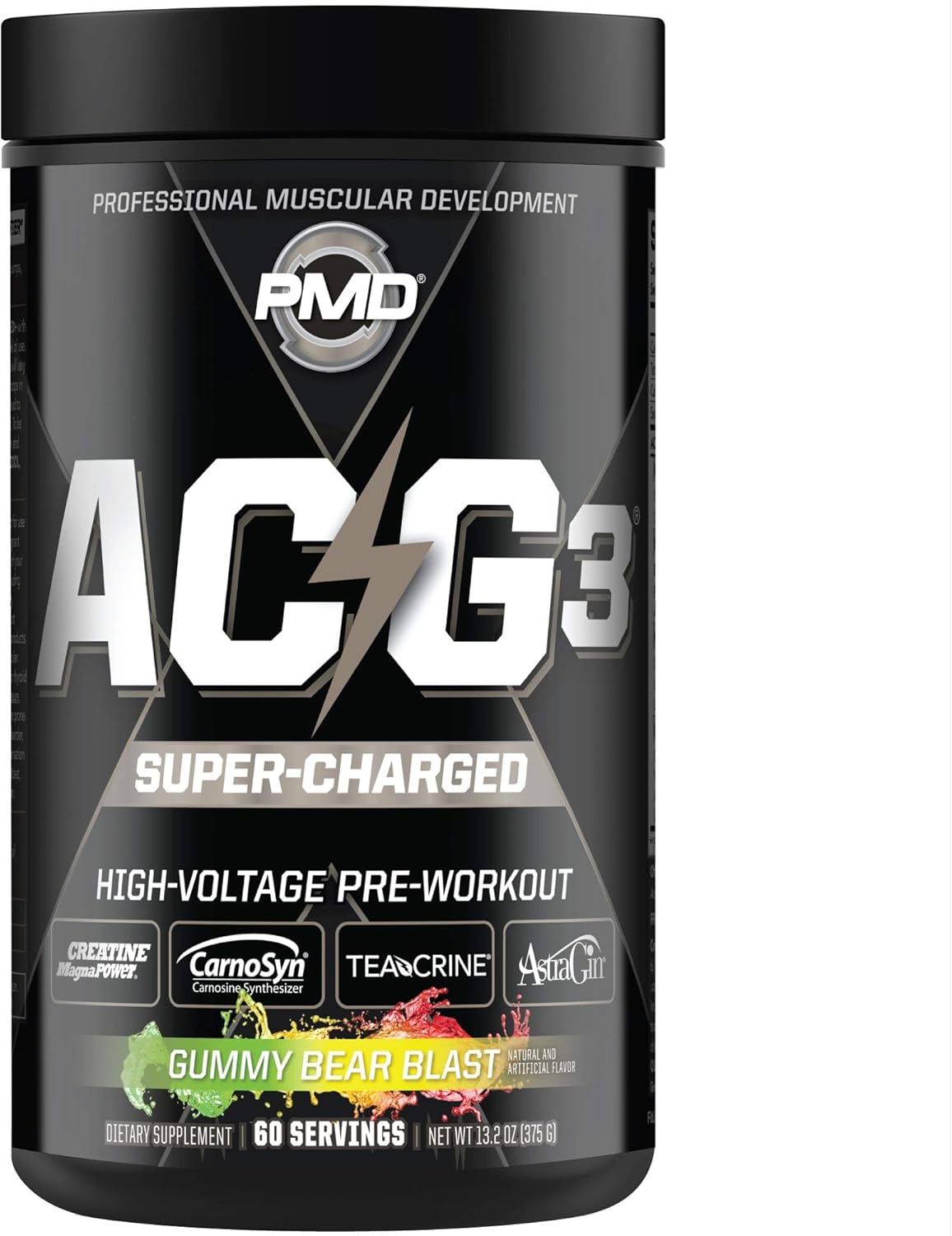 PMD Sports ACG3 Supercharged Pre Workout for Men and Women - Gummy Bear Blast Flavor - Boost Strength, Energy, Focus, Endurance - 60 Servings