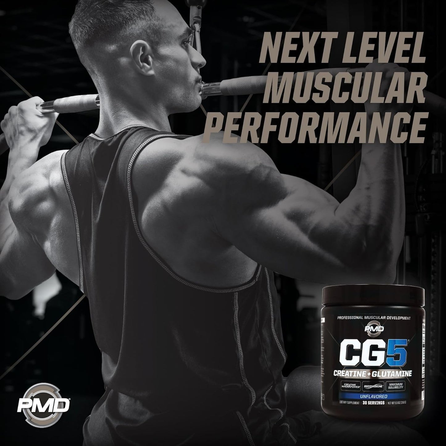 PMD Sports CG5 Premium Creatine & L Glutamine Powder for Lean Muscle & Workout Performance - Unflavored, 30 Servings
