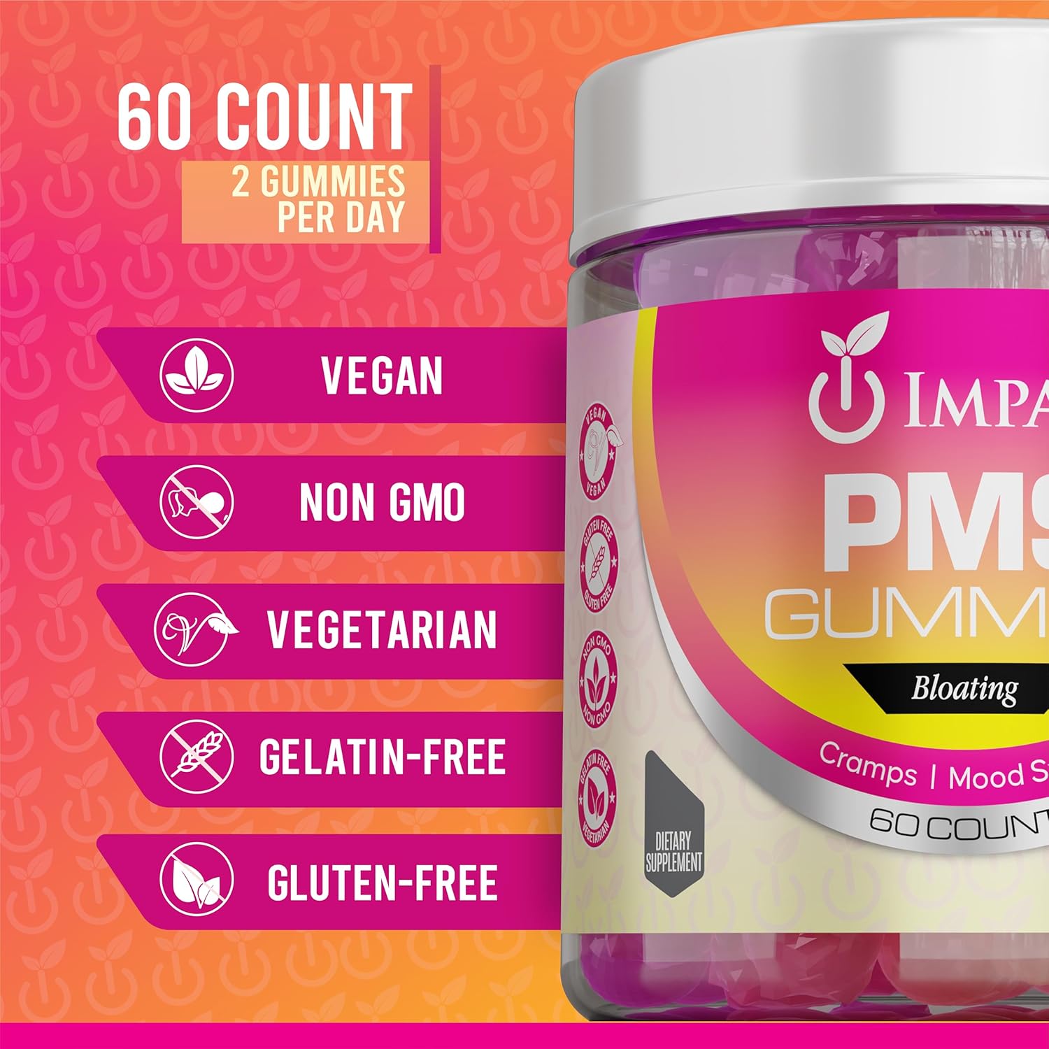 PMS Relief Gummies - 60 Count Multivitamin Women, Menstrual Cramp Support Supplement for Natural Hormone Balance