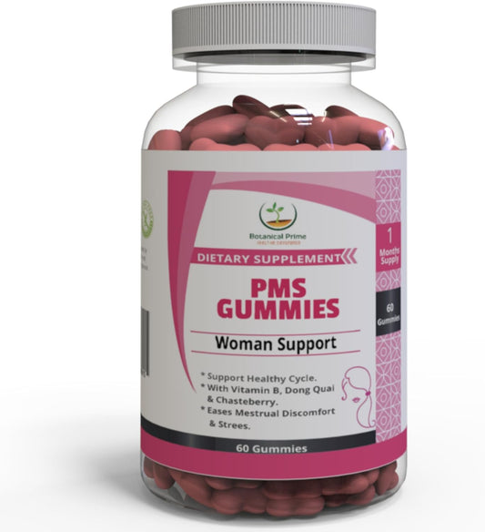 PMS Support Gummies with Chasteberry, Vitamin B6, Lemon Balm & Dong Quai Extract - 30 Servings