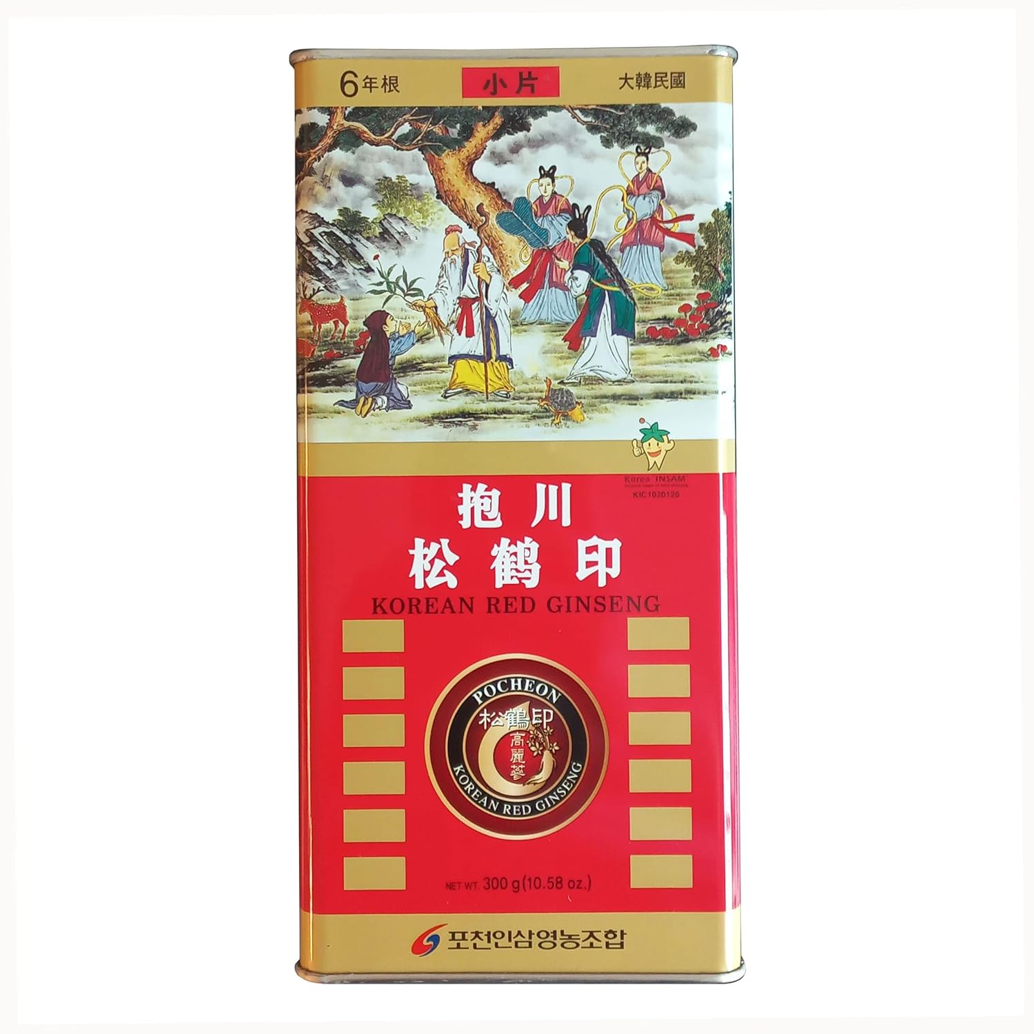 Pocheon Korean Red Ginseng 300g Canned Dried Panax 6 Years Cut Grade 300-Small Roots for Natural Immune Support