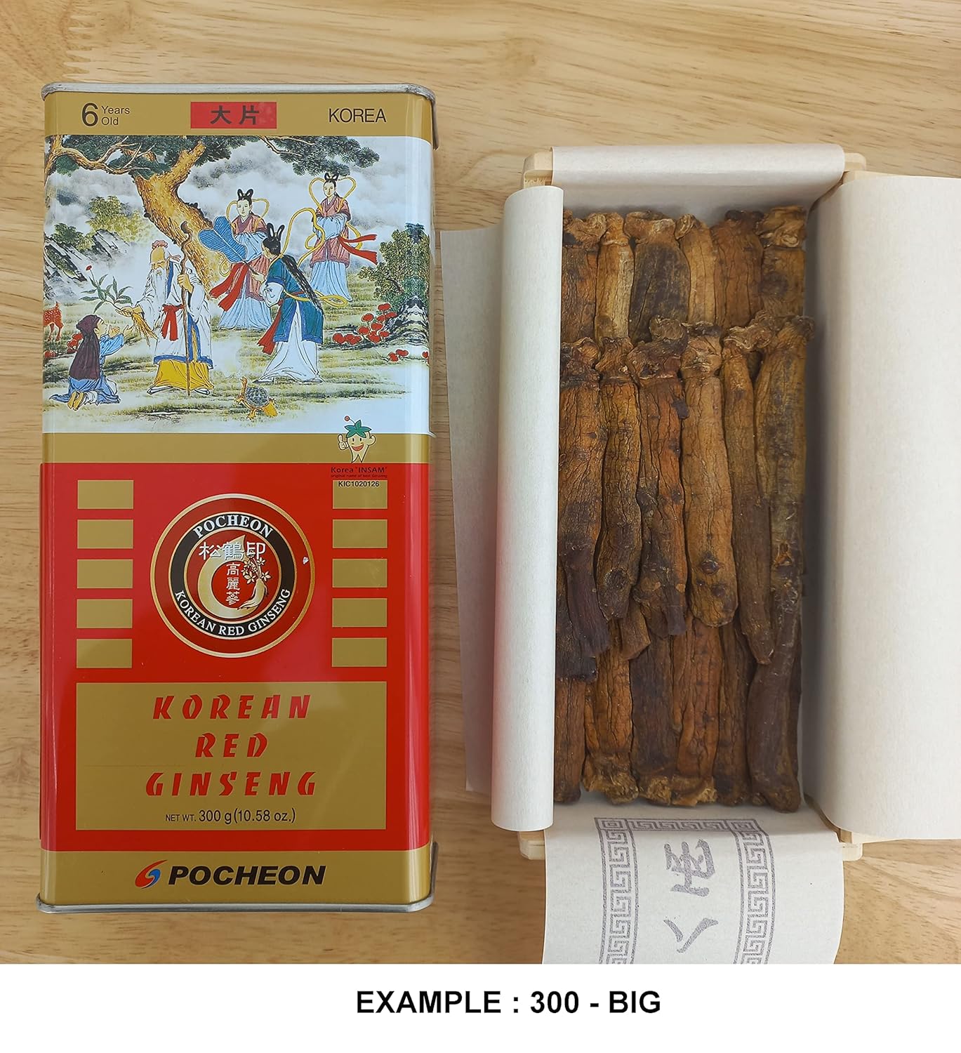 Pocheon Korean Red Ginseng 300g Canned Dried Panax 6 Years Cut Grade 300-Small Roots for Natural Immune Support