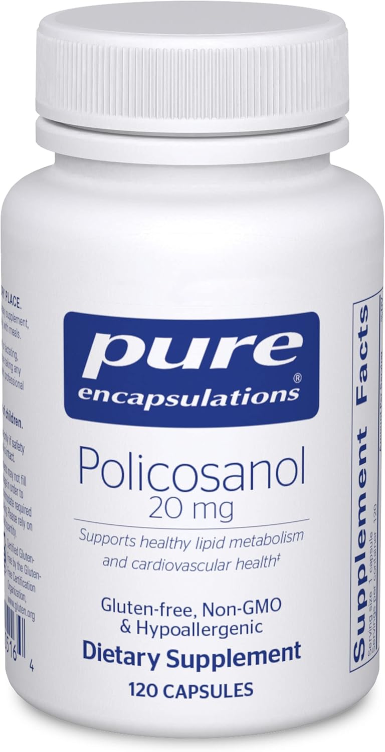 Policosanol 20 mg Capsules for Healthy Lipid Metabolism and Heart Health | 120 Count | Hypoallergenic Formula by Pure Encapsulations