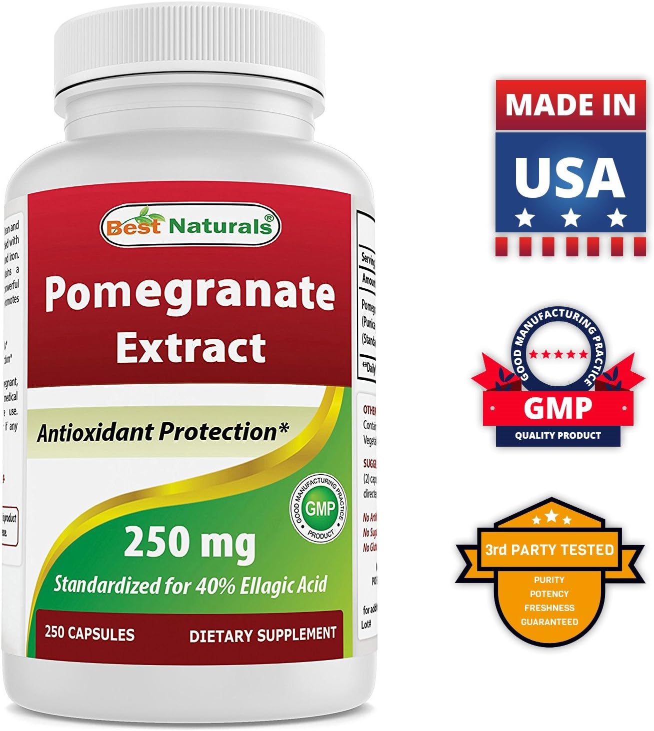 Pomegranate Extract 250 mg - 250 Capsules - Top Quality Natural Supplement for Overall Wellness