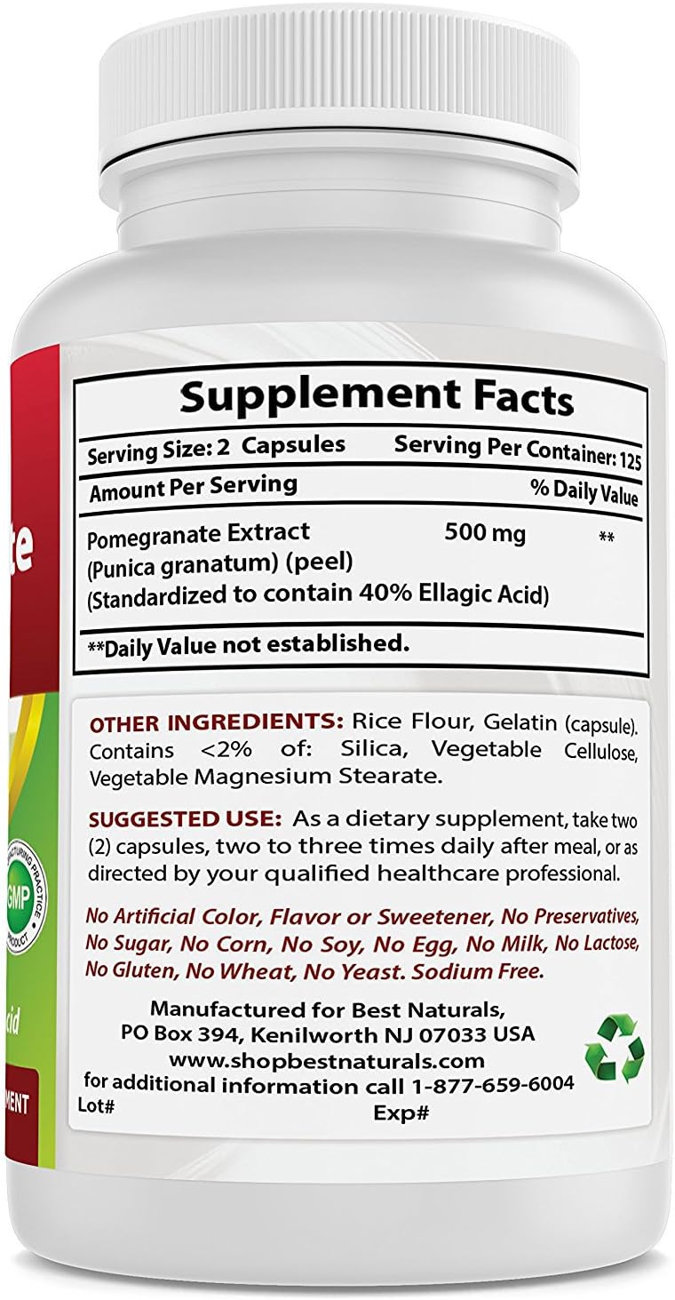 Pomegranate Extract 250 mg - 250 Capsules - Top Quality Natural Supplement for Overall Wellness