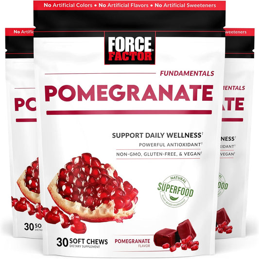 Pomegranate Soft Chews for Heart, Bone, & Brain Health - Superfood Antioxidant Supplement, Non-GMO, Gluten-Free, Vegan - 90 Soft Chews, 3 Packs