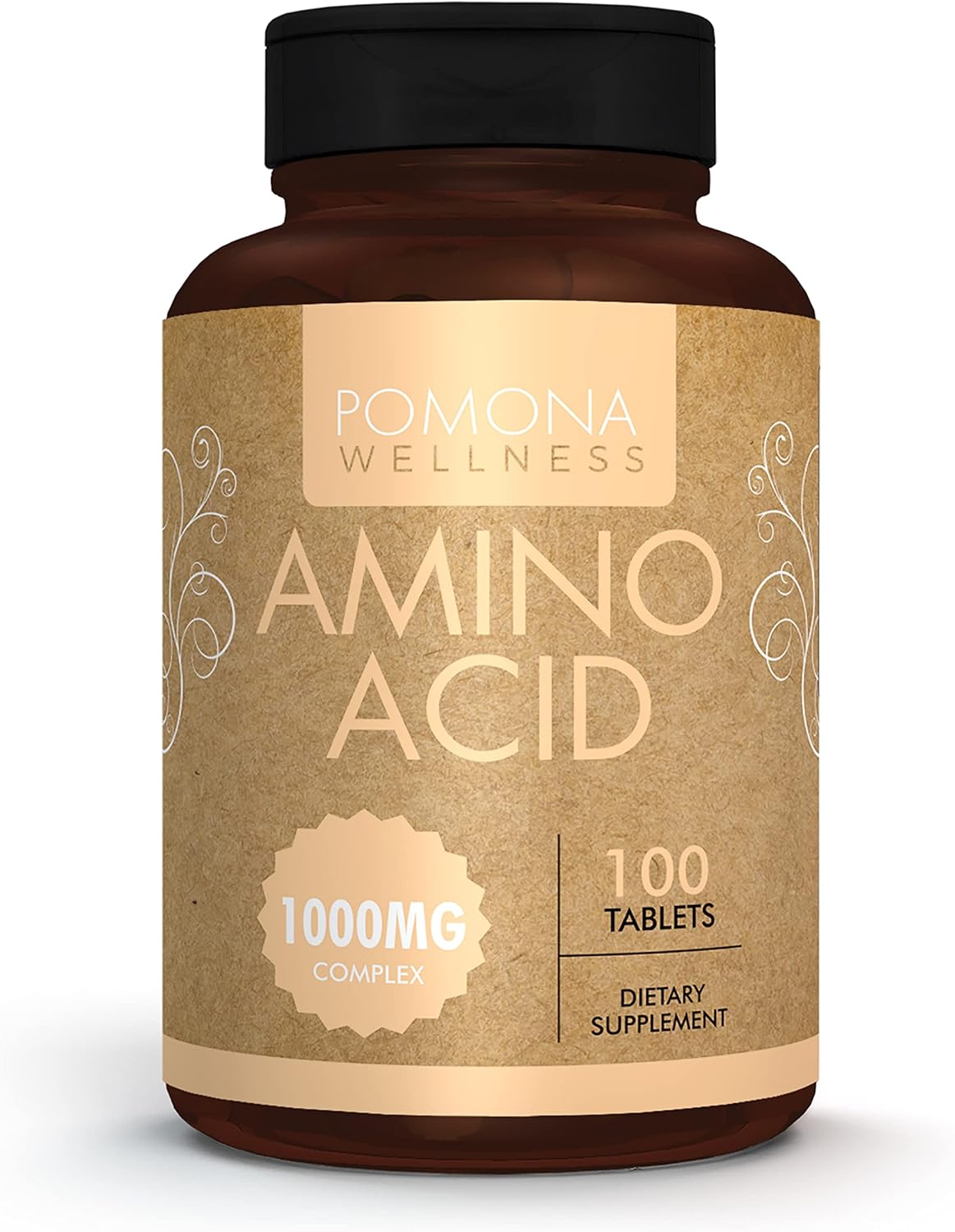 Pomona Wellness Essential Amino Acids 1000mg Capsules for Energy, Brain, and Muscle Recovery - Non-GMO, 100 Tablets