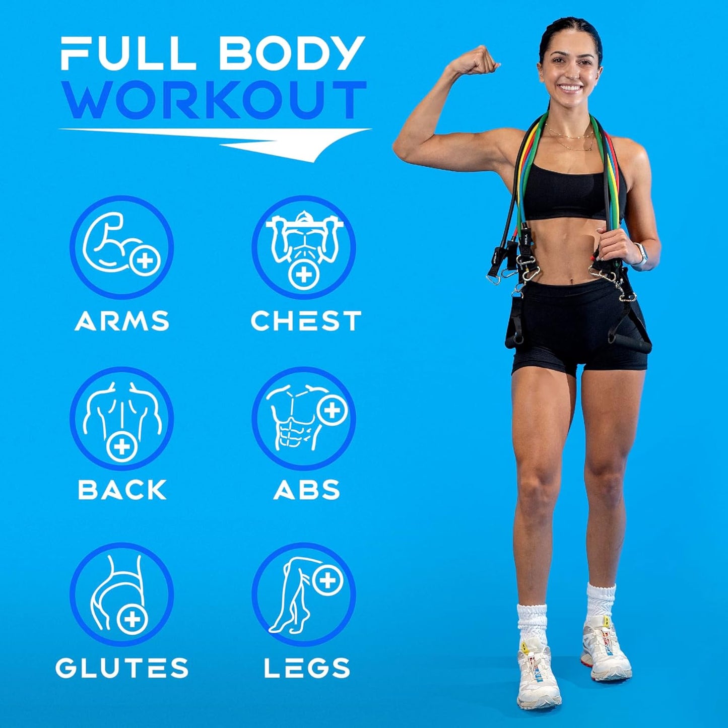 Portable Full Body Workout Equipment Set with Digital Guide - Includes Jump Rope, Resistance Bands, Ankle Straps - For All Fitness Levels - Xeela