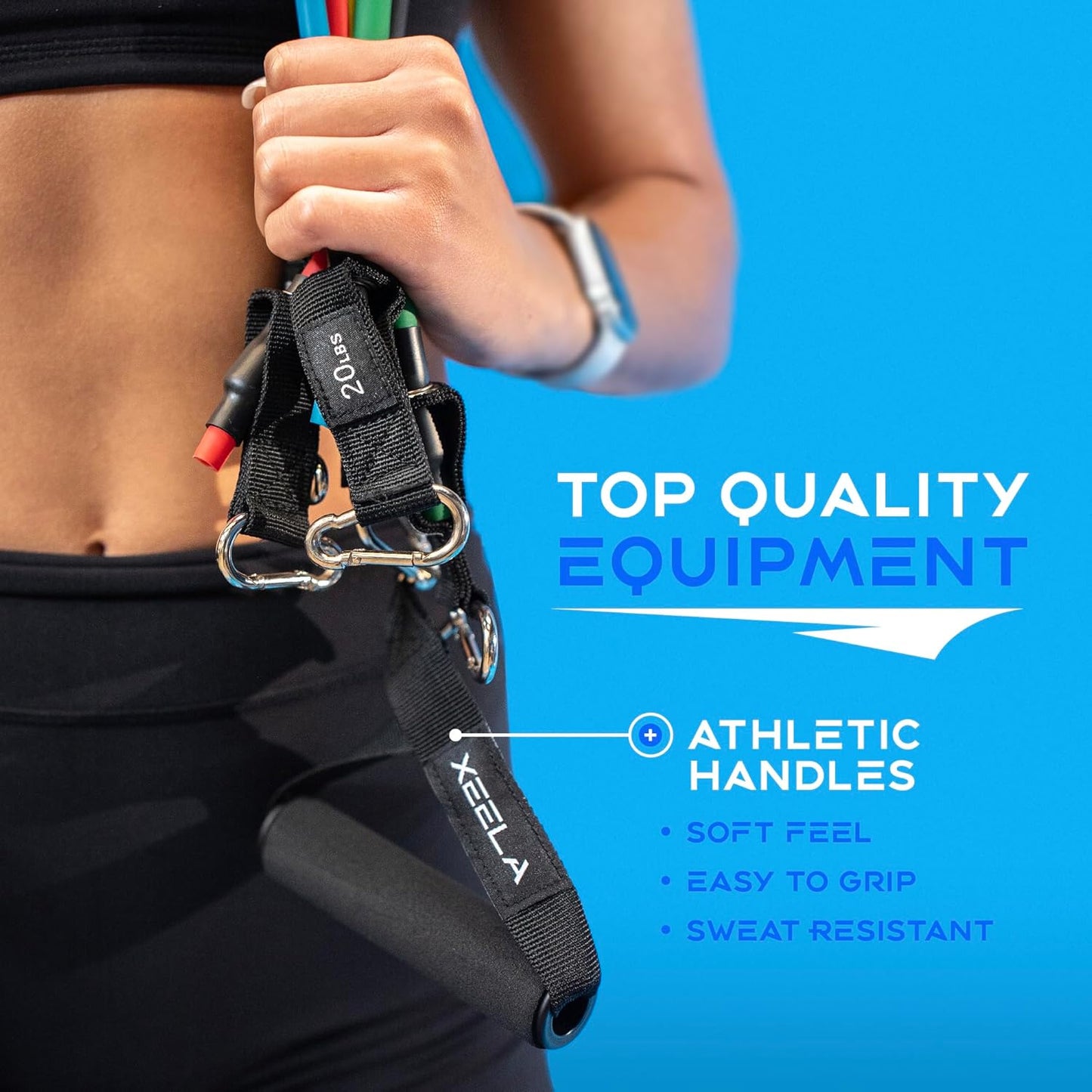 Portable Full Body Workout Equipment Set with Digital Guide - Includes Jump Rope, Resistance Bands, Ankle Straps - For All Fitness Levels - Xeela