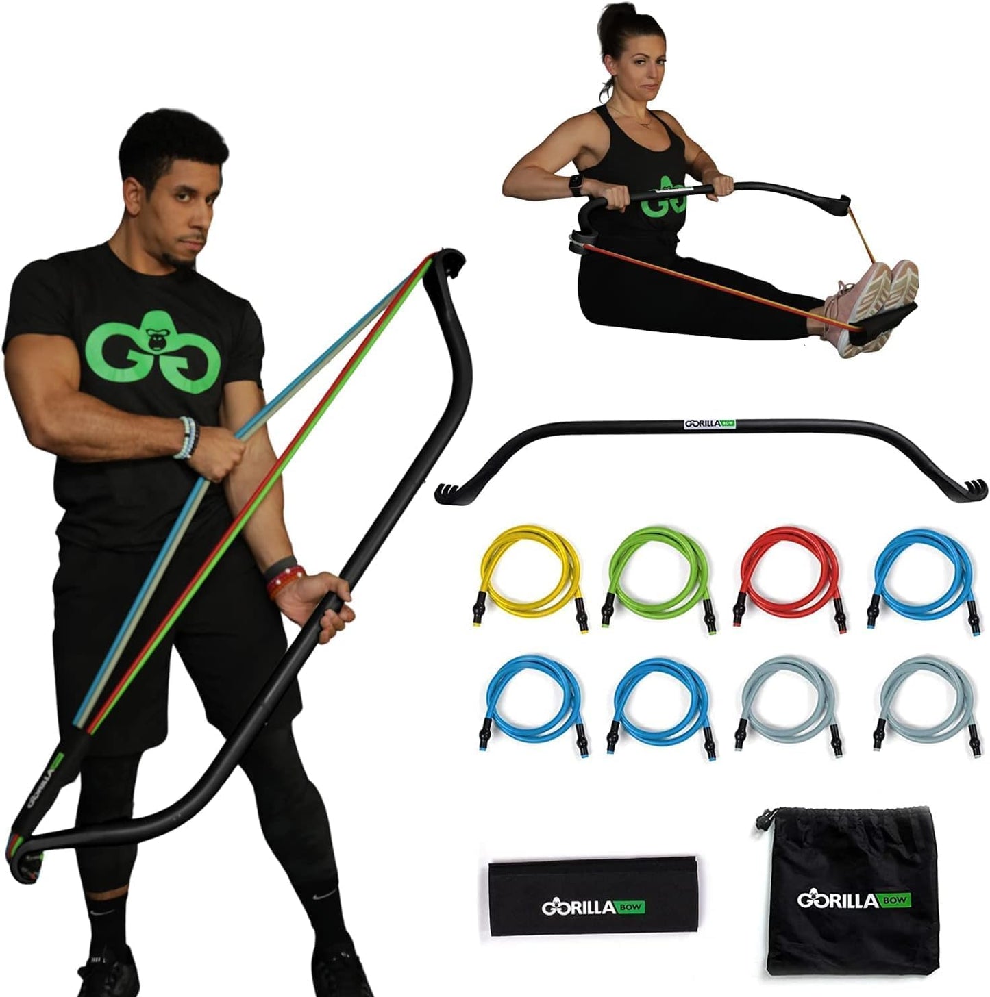 Portable Home Gym Resistance Bands and Bar System for Travel - Full Body Workout Equipment Set