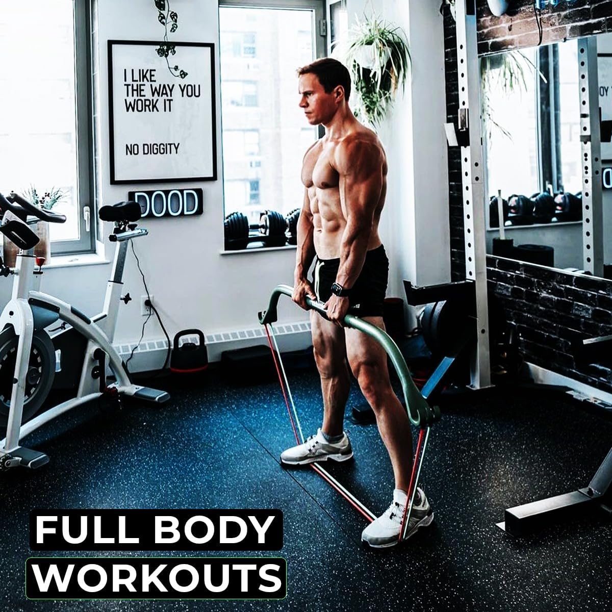 Portable Home Gym Resistance Bands and Bar System for Travel - Full Body Workout Equipment Set