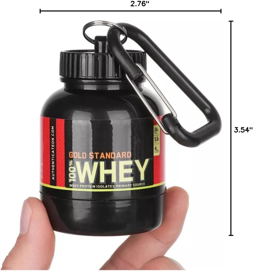 Portable Protein Powder Funnel with Key-Chain for Gym and Travel - BPA Free Container for Supplements - 200ml, Black