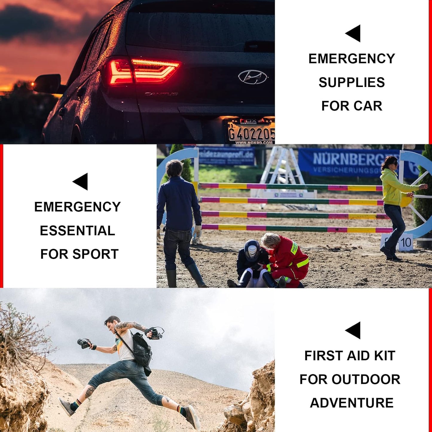 Portable Red Travel First Aid Kit with 300PCS for Home, Car, Outdoor Adventures - Essential Emergency Gear for Camping, Hiking, and Business