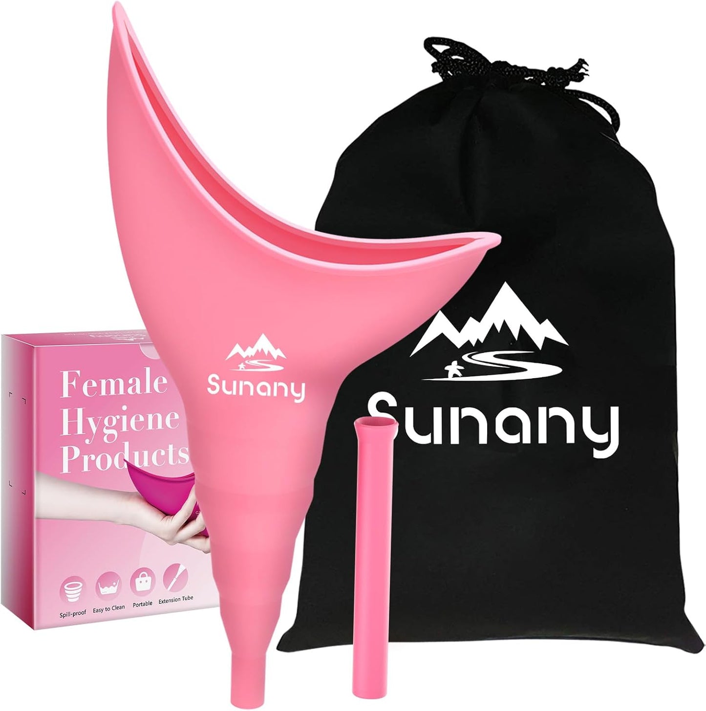 Portable Silicone Funnel Female Urinal for Standing - Reusable Toilet Urinal for Women, Ideal for Outdoor Activities, Camping, Travel - Pink