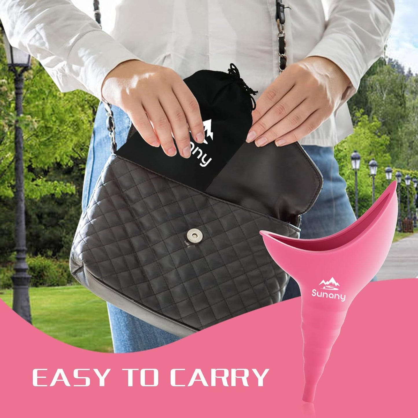 Portable Silicone Funnel Female Urinal for Standing - Reusable Toilet Urinal for Women, Ideal for Outdoor Activities, Camping, Travel - Pink