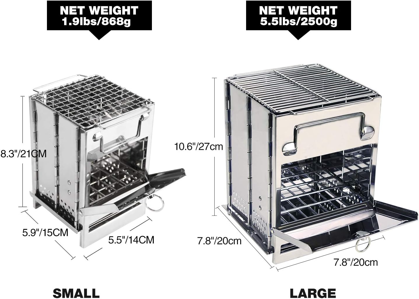Portable Stainless Steel Folding Camp Stove with Grill for Hiking and Camping