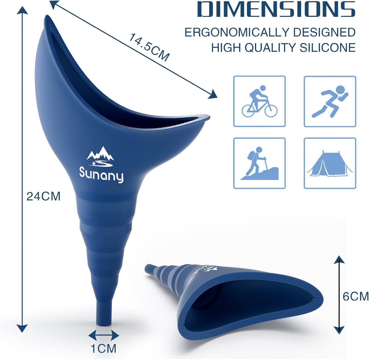 Portable Sunany Female Urinal with Silicone Funnel - Reusable and Ideal for Outdoor Activities, Camping, and Travel
