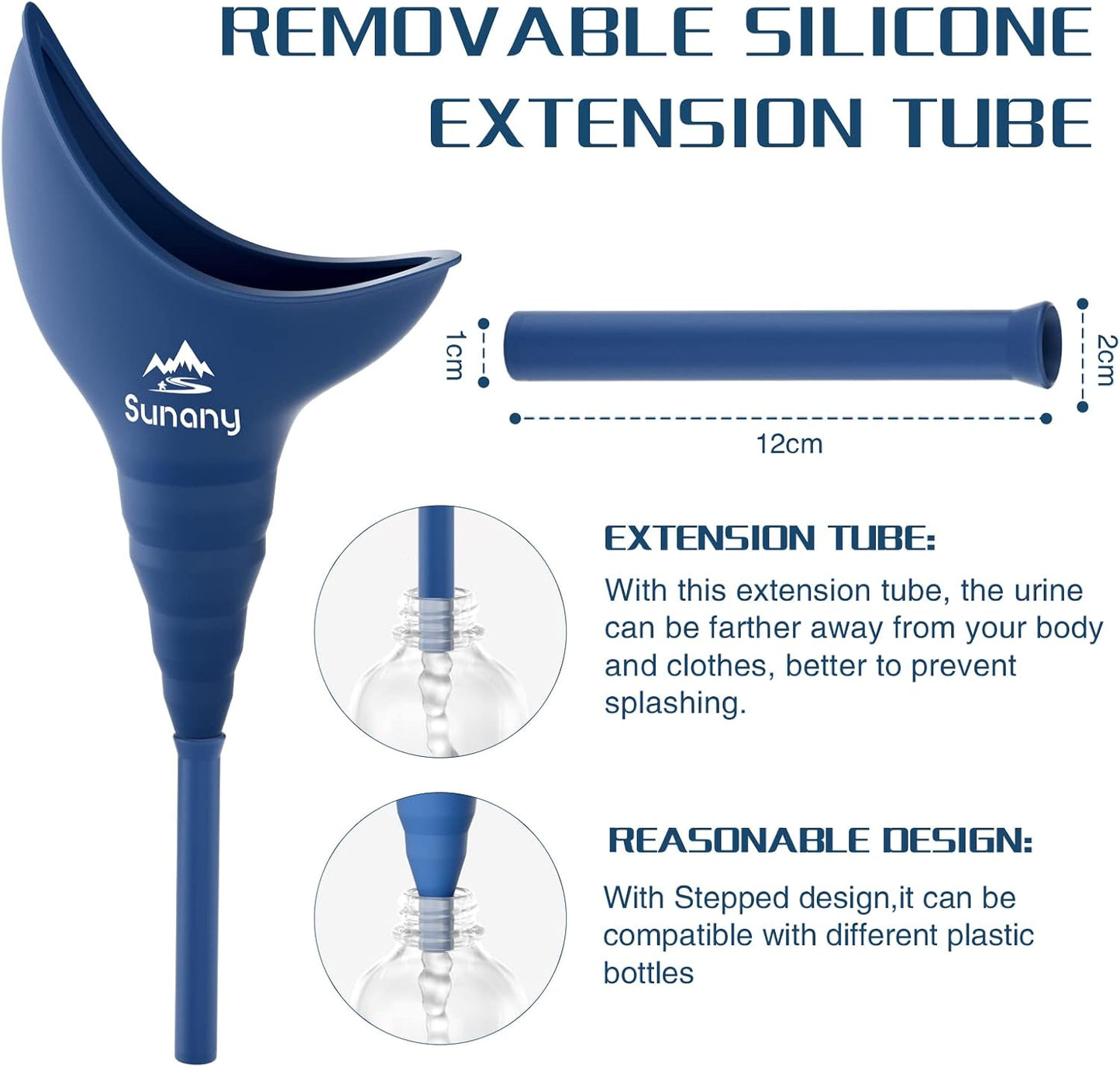 Portable Sunany Female Urinal with Silicone Funnel - Reusable and Ideal for Outdoor Activities, Camping, and Travel