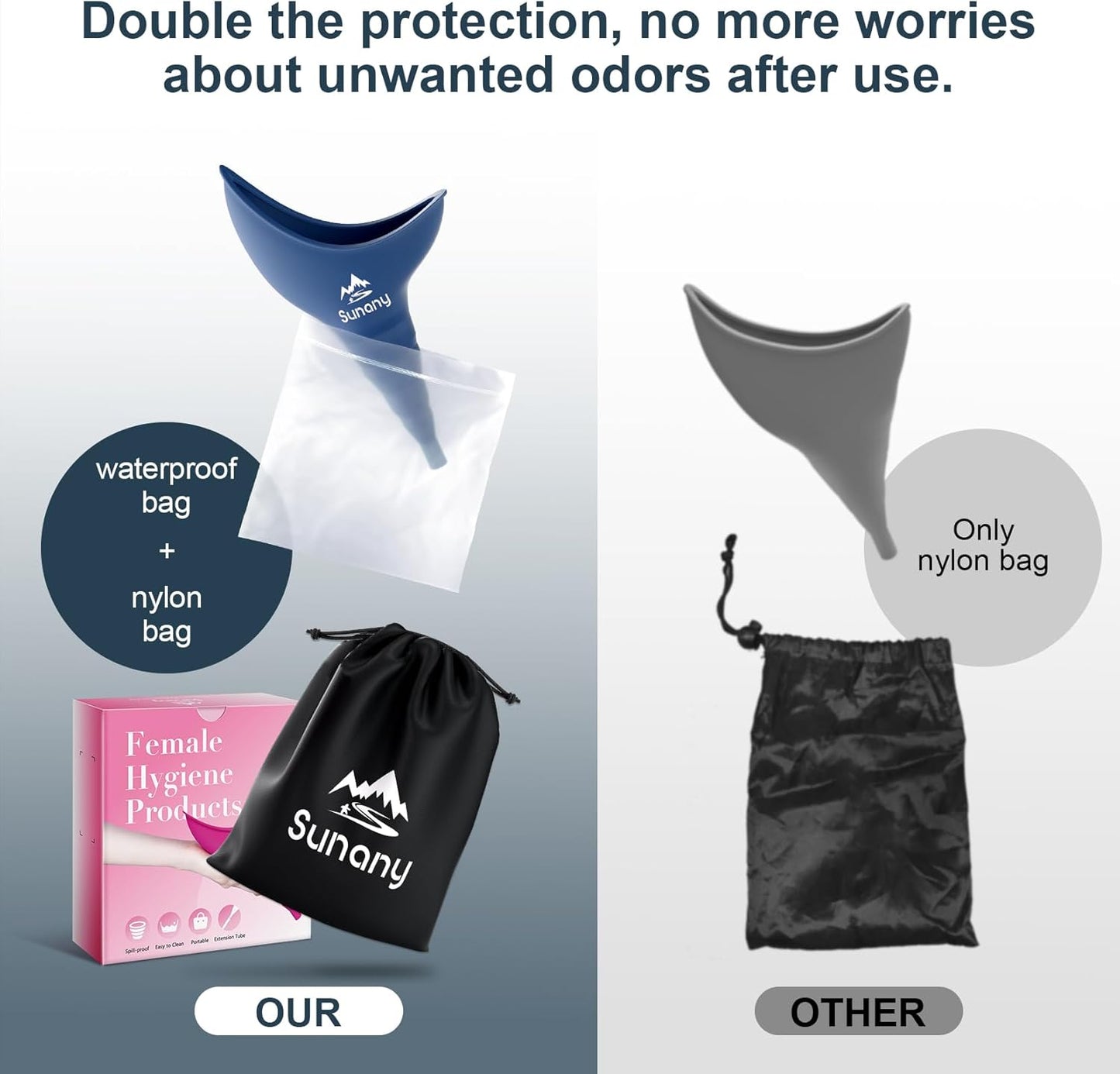 Portable Sunany Female Urinal with Silicone Funnel - Reusable and Ideal for Outdoor Activities, Camping, and Travel