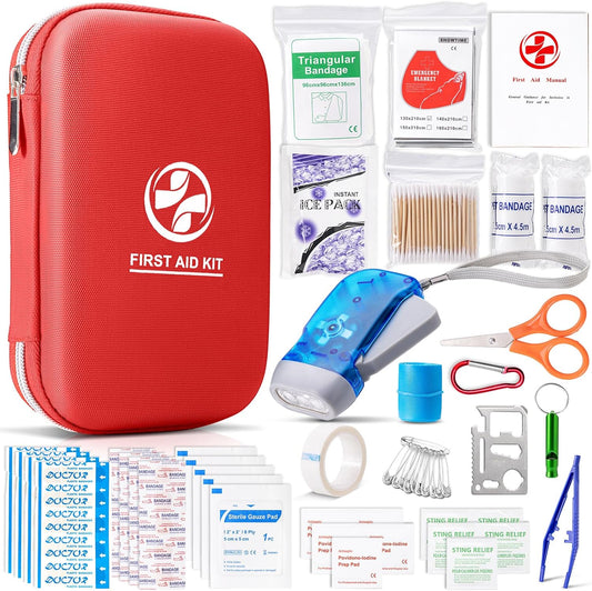Portable Waterproof First Aid Kit with Essential Emergency Medical Supplies for Home, Travel, Camping, Hiking, Sports, College Dorms - Compact Emergency Medical Kit