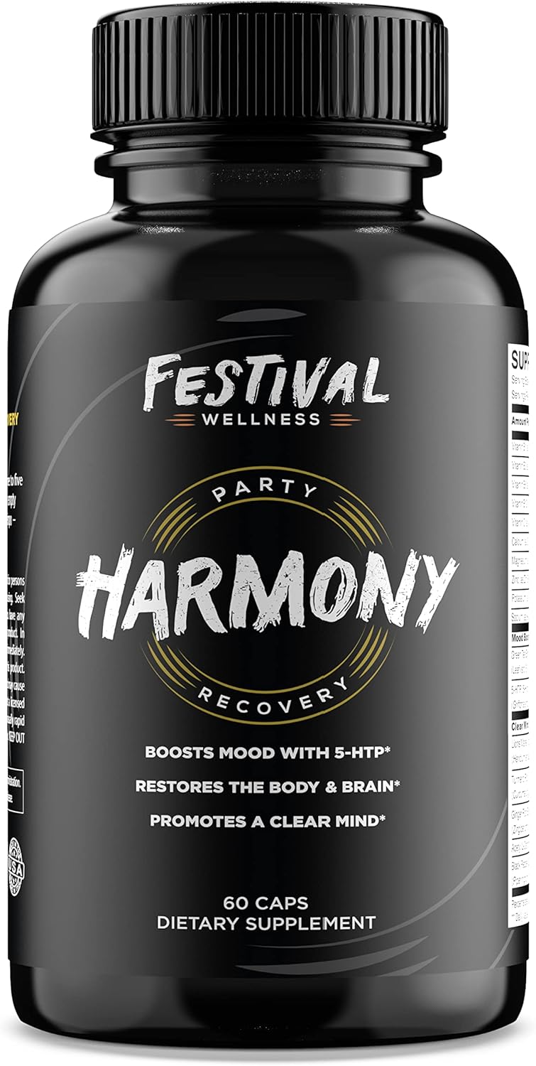 Post-Festival Recovery Supplement with 5-HTP, B-Vitamins, Electrolytes, and Mood Boost - Festival Wellness Harmony