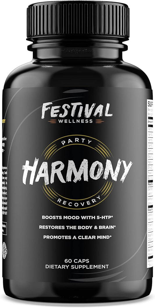 Post-Festival Recovery Supplement with 5-HTP, B-Vitamins, Electrolytes, and Mood Boost - Festival Wellness Harmony
