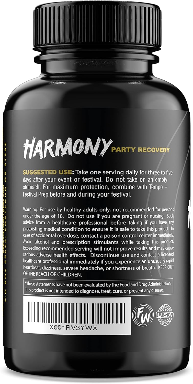 Post-Festival Recovery Supplement with 5-HTP, B-Vitamins, Electrolytes, and Mood Boost - Festival Wellness Harmony