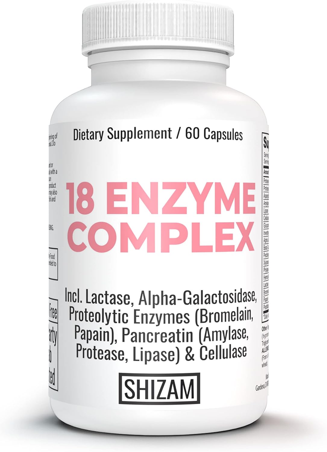 Postbiotic Digestive Enzymes for IBS Relief - Lactose, Alpha-Galactosidase, Pancreatic Amylase, Lipase, Protease, Cellulase, Bromelain, Papain Capsules for Diarrhea, Constipation, Bloating - Supplement
