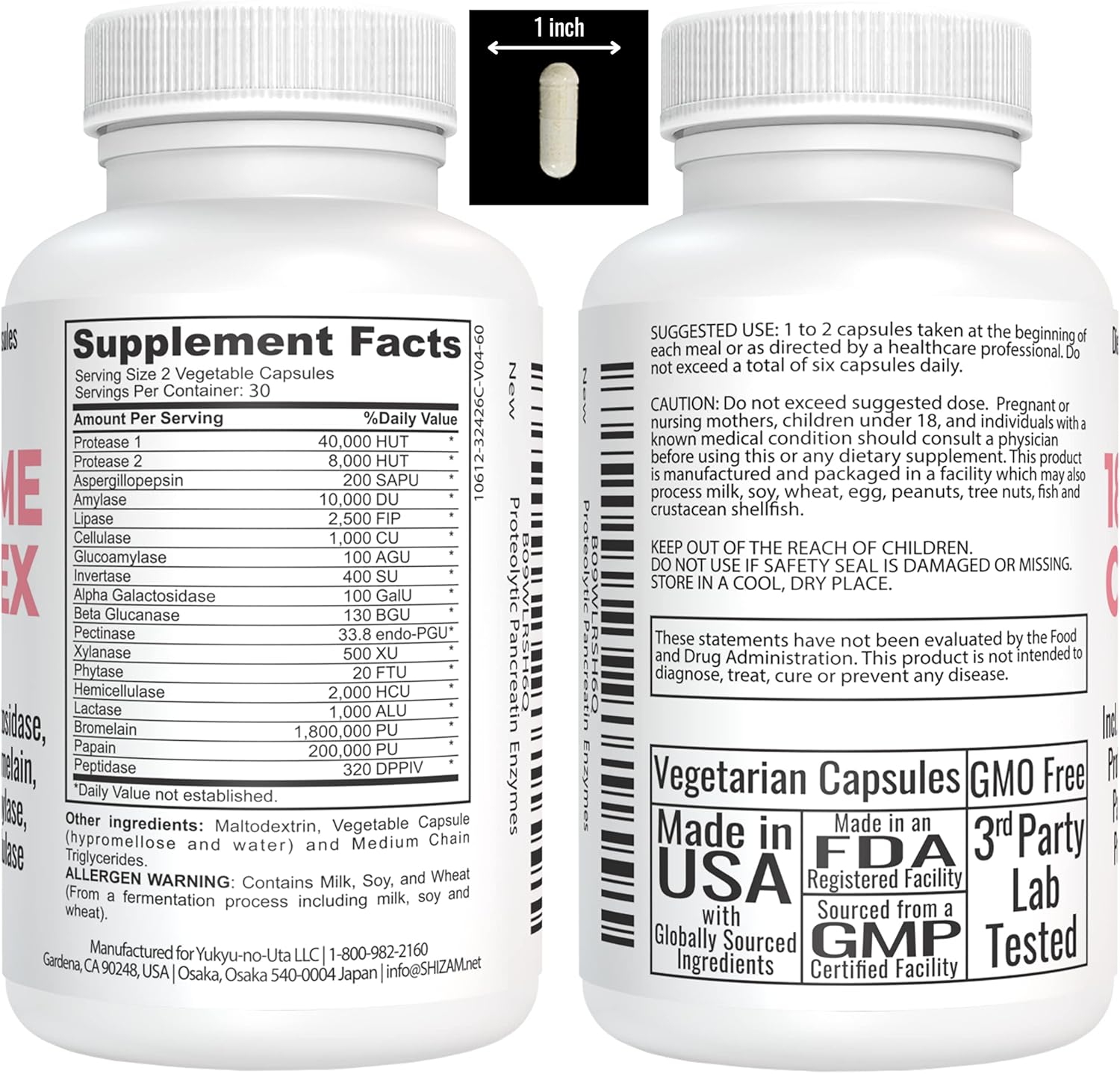 Postbiotic Digestive Enzymes for IBS Relief - Lactose, Alpha-Galactosidase, Pancreatic Amylase, Lipase, Protease, Cellulase, Bromelain, Papain Capsules for Diarrhea, Constipation, Bloating - Supplement