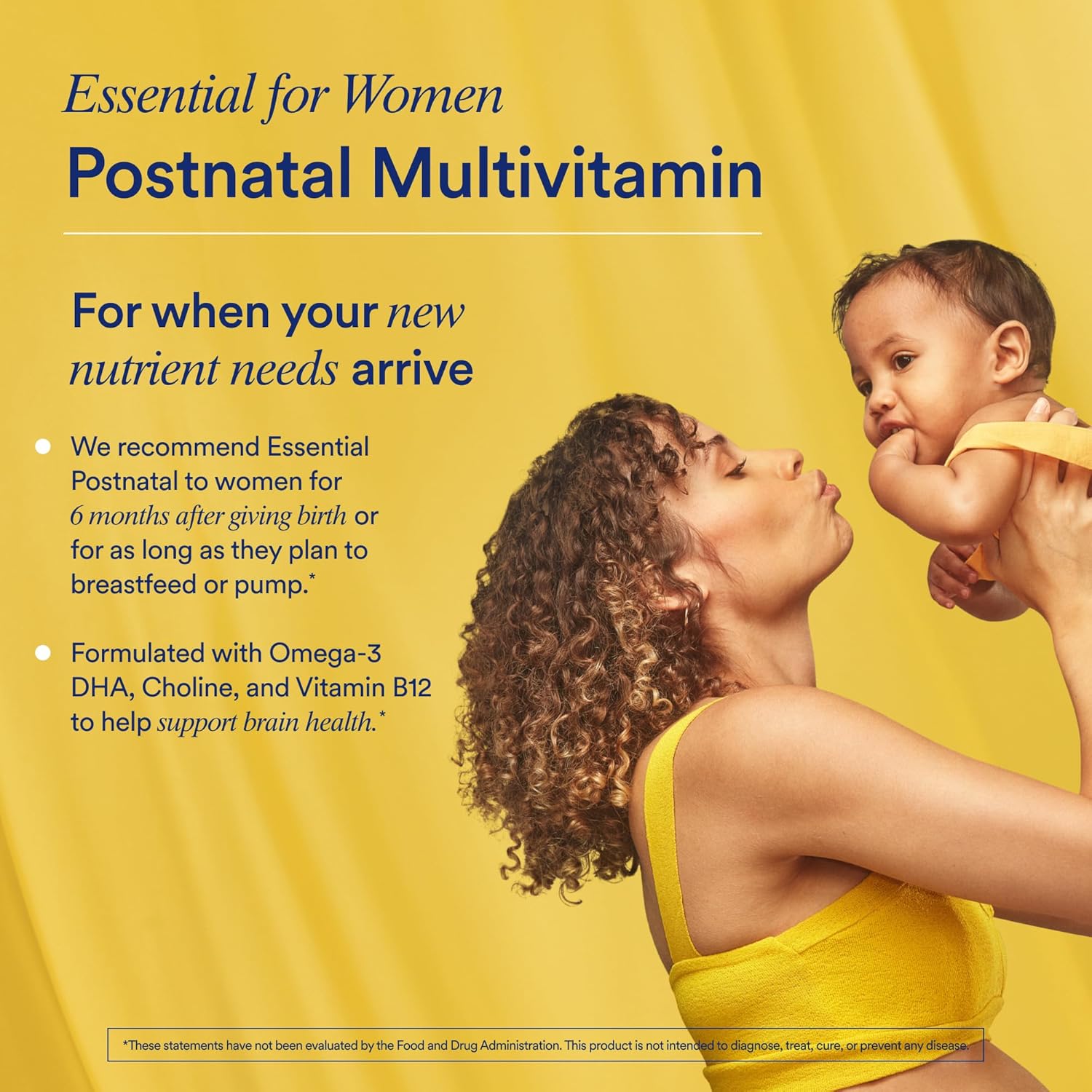 Postnatal Mom-to-Baby Set with Multivitamin and Choline Supplements for Lactation, Immune Support, and Baby's Cognitive Function