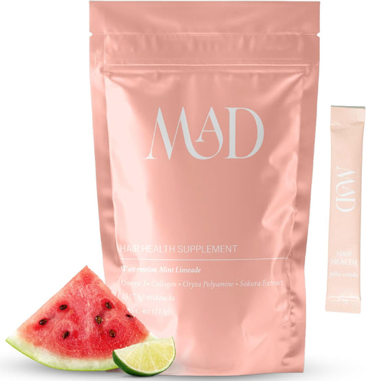 Postpartum Hair Loss Supplement with Collagen, Pumpkin Seed, Omega-3, and Horsetail - 15 Individually Packaged Tasty Mix-in Packets