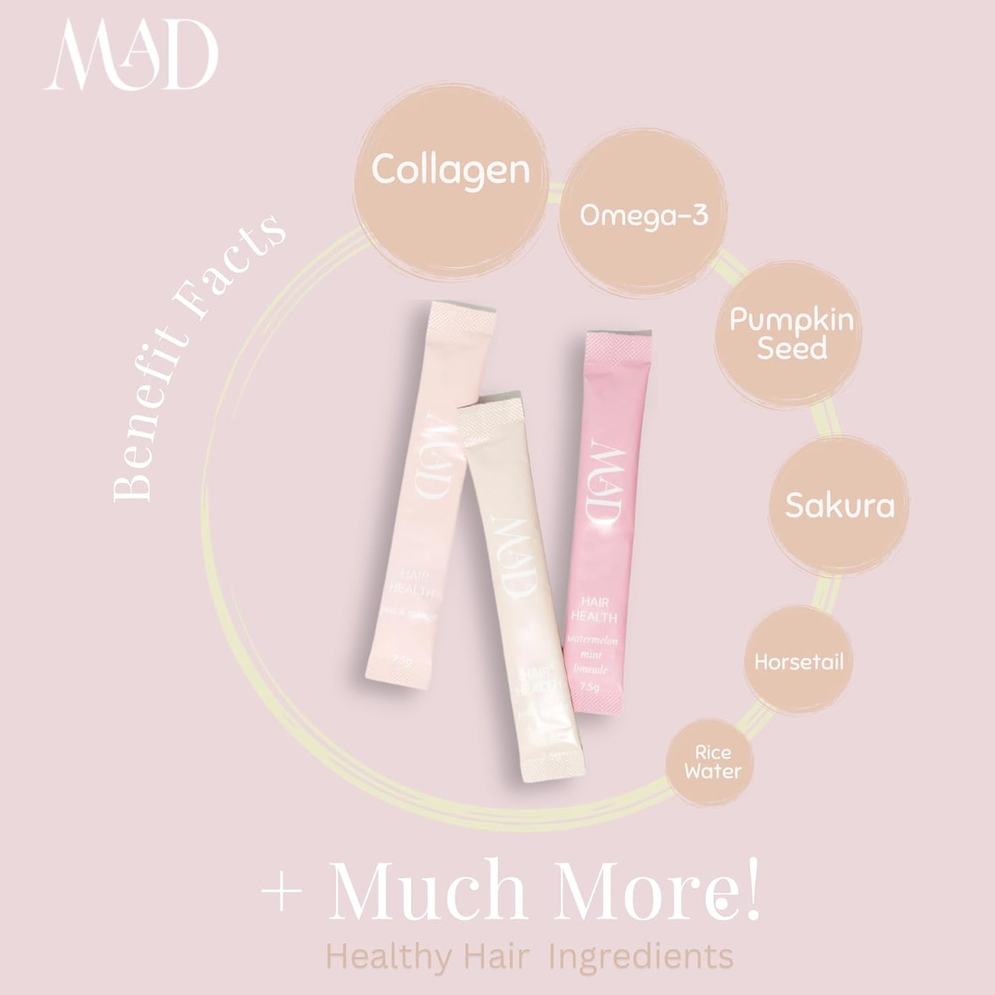 Postpartum Hair Loss Supplement with Collagen, Pumpkin Seed, Omega-3, and Horsetail - 15 Individually Packaged Tasty Mix-in Packets