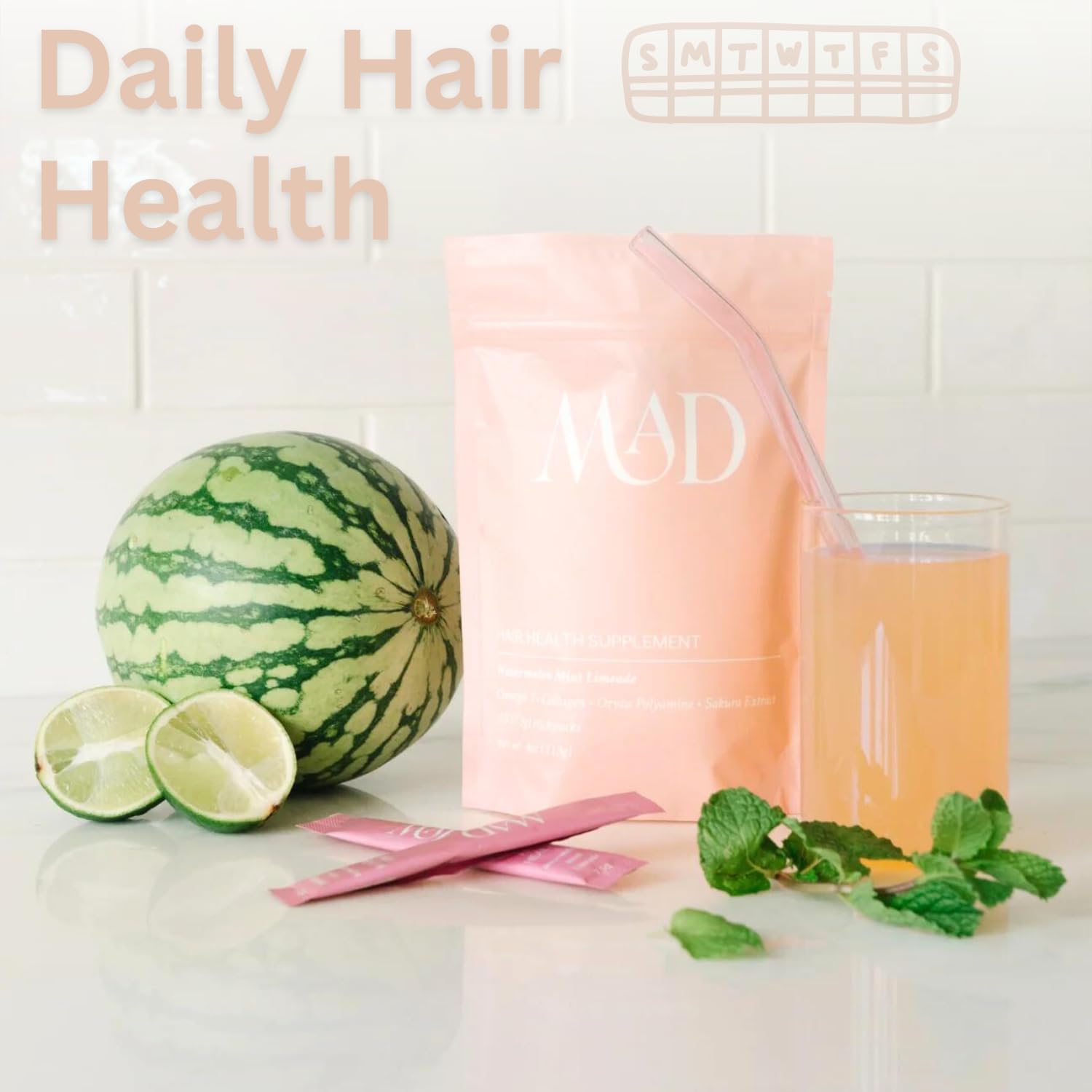 Postpartum Hair Loss Supplement with Collagen, Pumpkin Seed, Omega-3, and Horsetail - 15 Individually Packaged Tasty Mix-in Packets