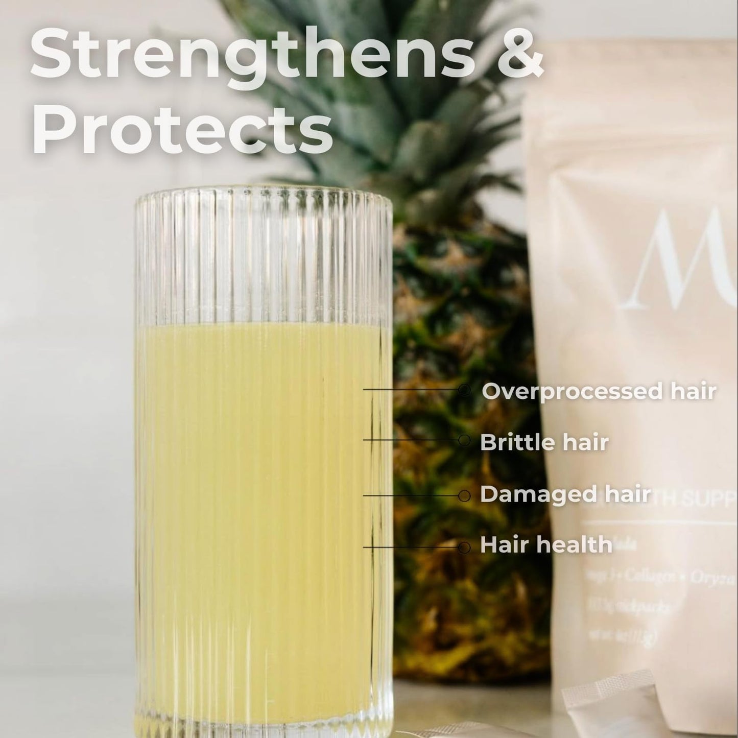 Postpartum Hair Loss Supplement with Collagen, Pumpkin Seed, Omega-3, and Horsetail - 15 Individually Packaged Tasty Mix-in Packets