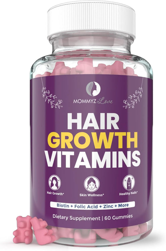 Postpartum Recovery Biotin 5000mcg Gummies for Hair, Skin, and Nails - Boost Growth and Skin Radiance with Mommyz Love Vitamins