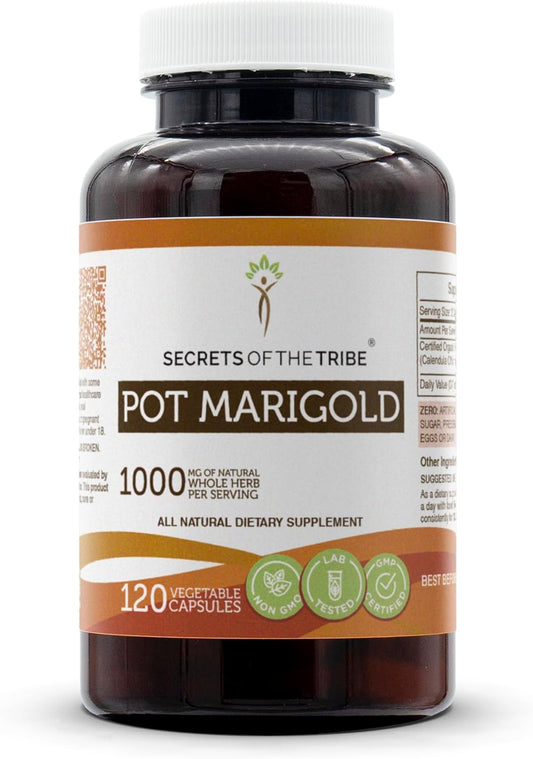 Pot Marigold (Calendula Officinalis) Dried Flower Capsules - 1000 mg, 120 Count by Secrets of the Tribe
