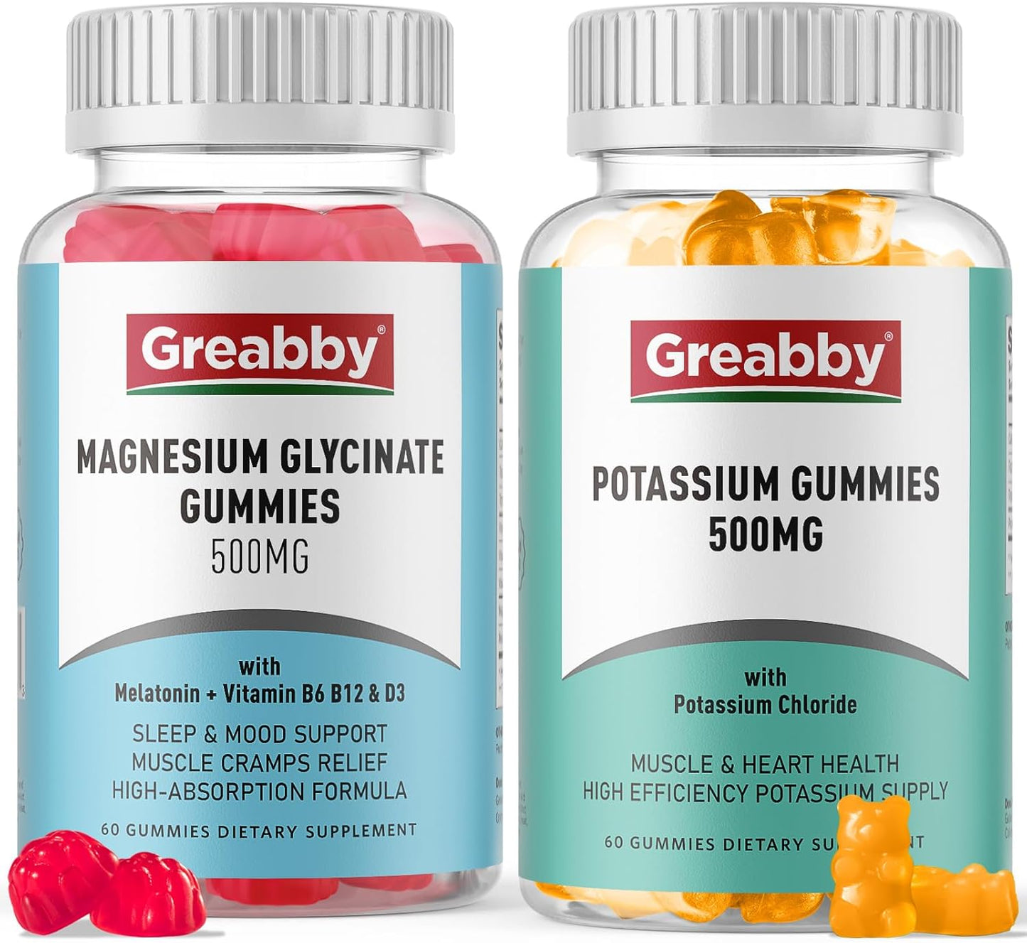 Potassium and Magnesium Gummies: Chloride & Glycinate 500mg, Family Mineral Supplements