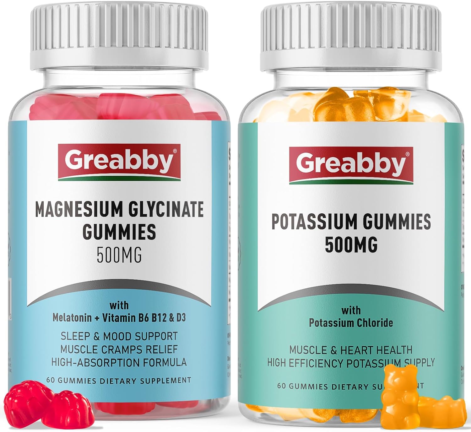 Potassium and Magnesium Gummies: Chloride & Glycinate 500mg, Family Mineral Supplements