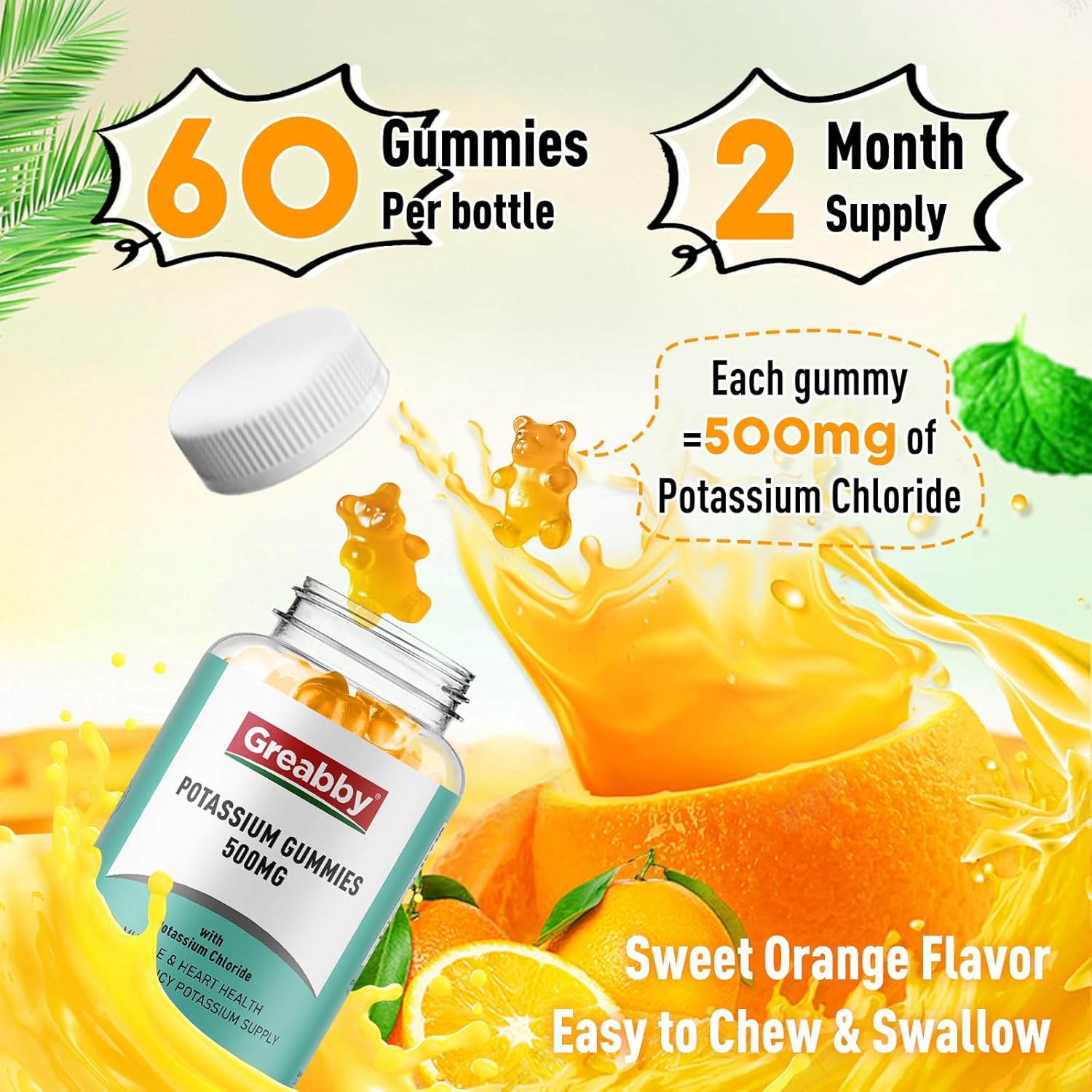 Potassium and Magnesium Gummies: Chloride & Glycinate 500mg, Family Mineral Supplements