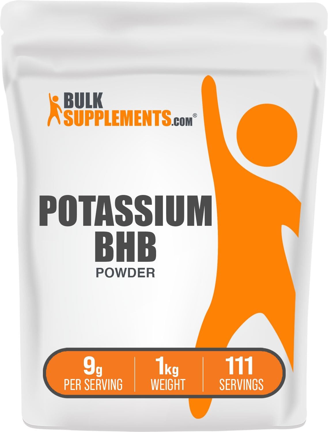 Potassium BHB Powder - Beta-HydroxyButyrate, BHB Salts Supplement - Electrolytes, Gluten-Free, 9g/serving, 1kg (2.2 lbs) - BulkSupplements