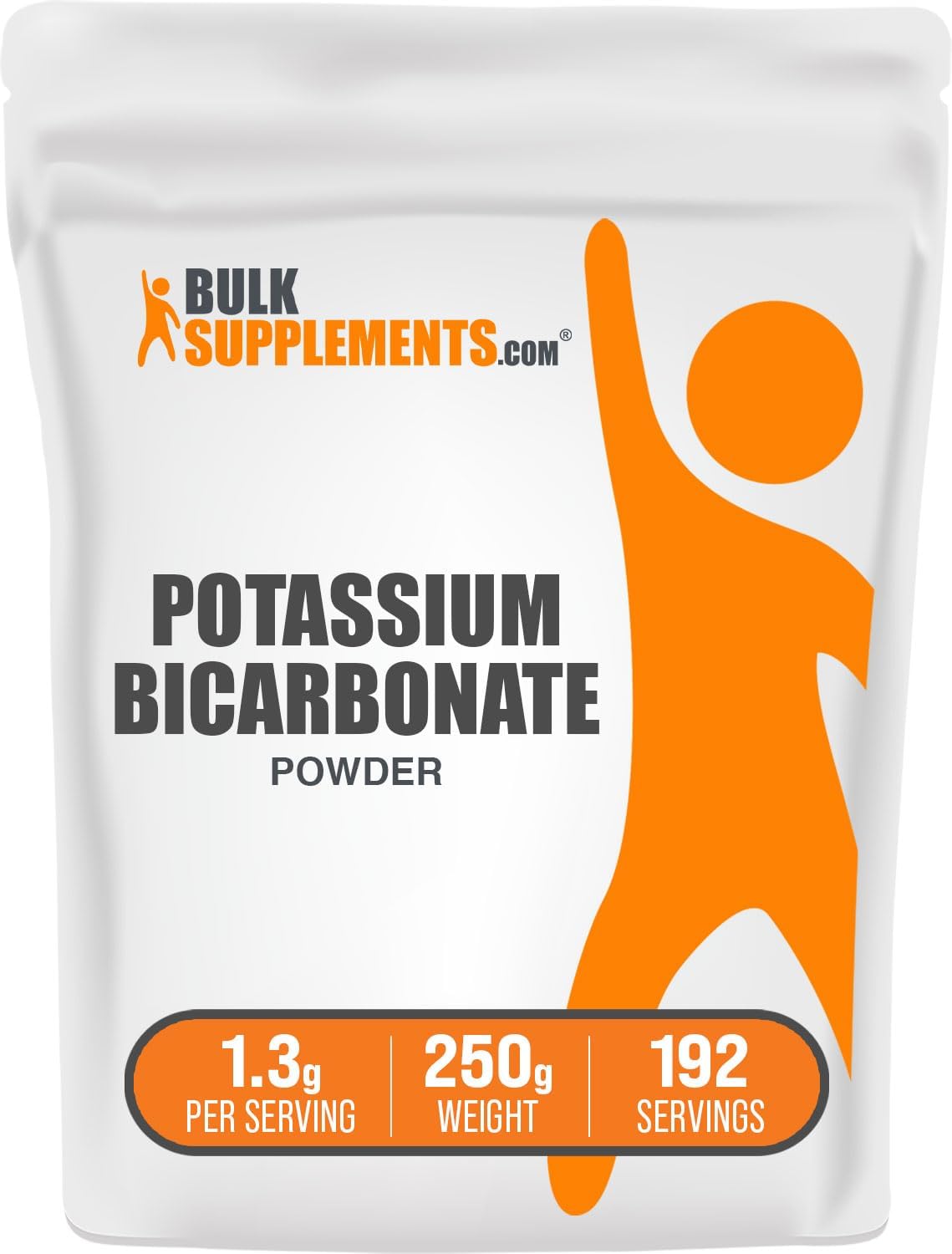 Potassium Bicarbonate Powder - 250g (8.8 oz) - Food Grade Potassium Supplement - 1300mg per Serving - Pack of 1