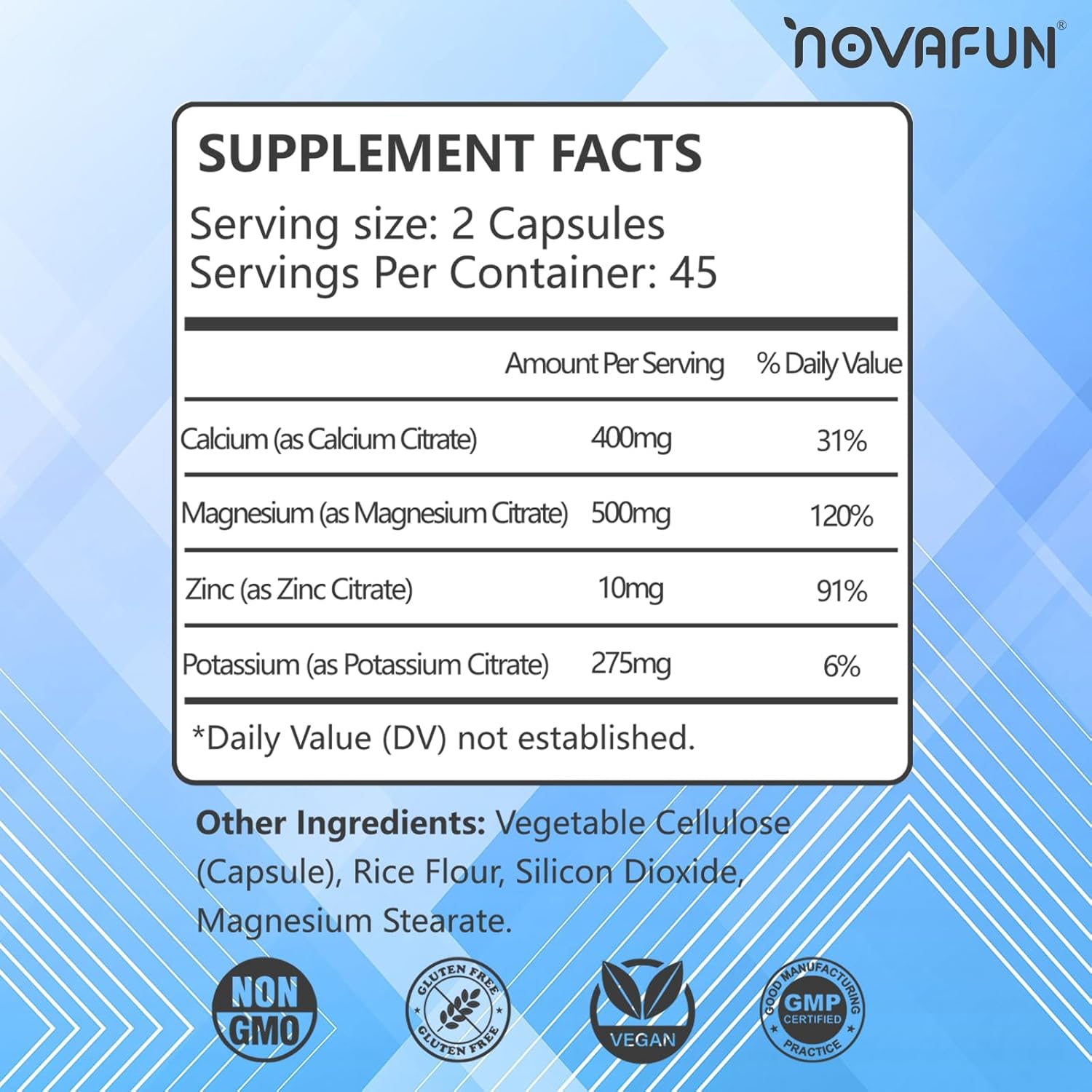Potassium Citrate 1000mg & Potassium Magnesium with Calcium Zinc Supplements Bundle for Heart, Bone, Muscle Health - Novafun