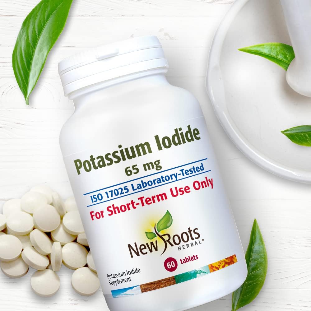 Potassium Iodide 65mg Supplement for Thyroid Support | 60 Tablets, Iodine Source - YODO Naciente