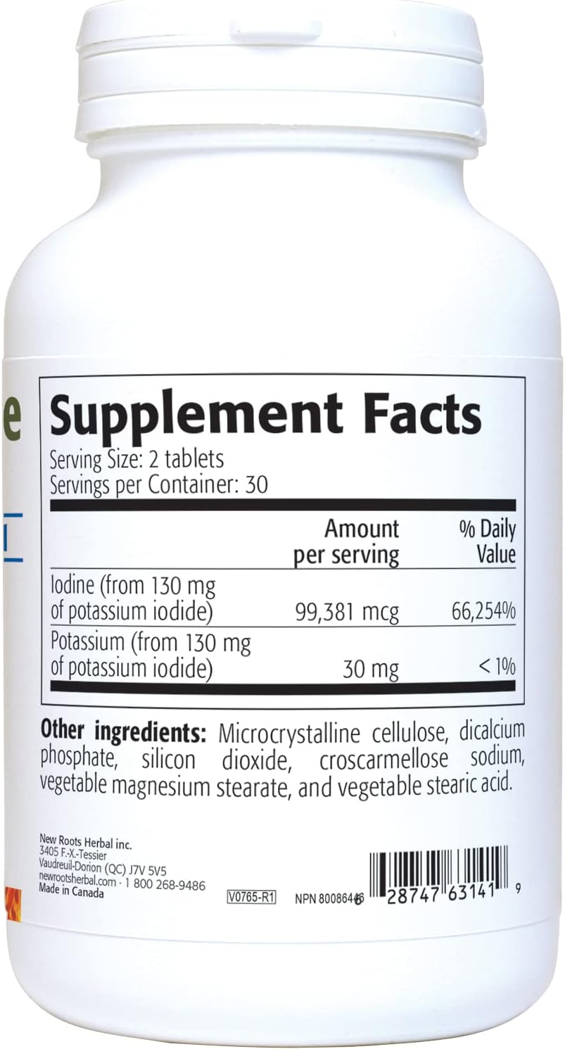 Potassium Iodide 65mg Supplement for Thyroid Support | 60 Tablets, Iodine Source - YODO Naciente